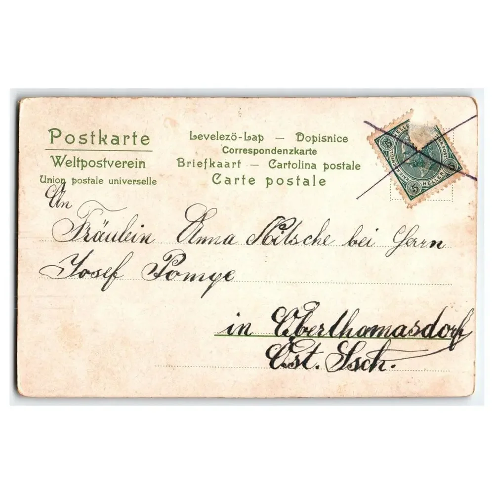 Antique German Poem Postcard Romantic Couple 